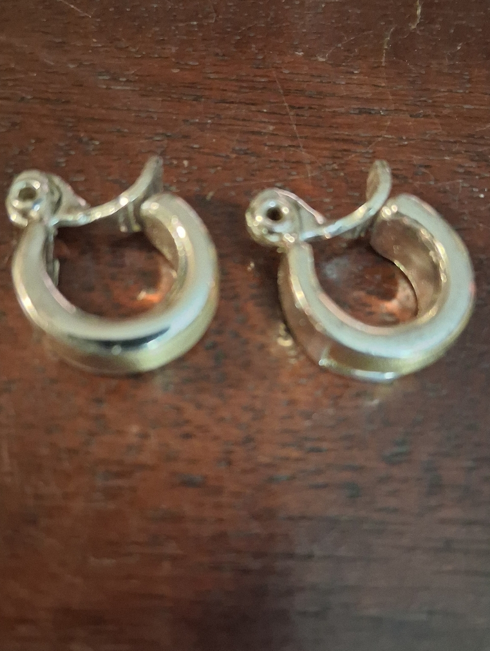 Vintage Sterling Silver Snuggie Earrings With Gold Accents